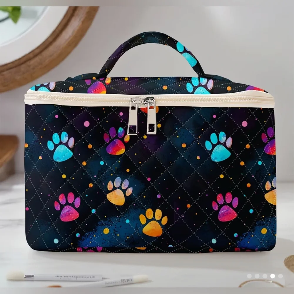Galaxy Paw Print 🐾 Multicolored Travel Cosmetic Case & Pouch